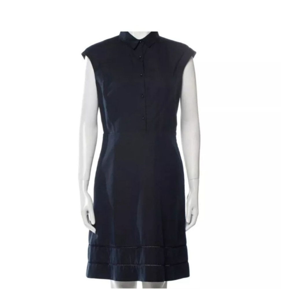 Carolina Herrera Collared Dress Size 8, Navy - Picture 2 of 9